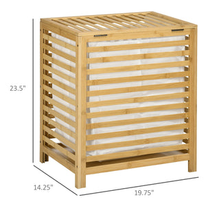 English Elm HOMCOM Bamboo Laundry Hamper with Lid and Removable Liner, 53L Space-Saving Natural Basket, Stylish Organizer W2225P157901