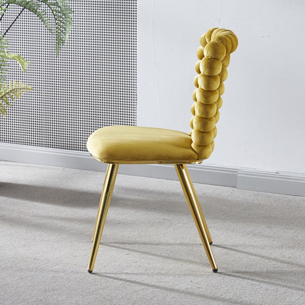 English Elm Modern Boucle Balloon Back Dining Chairs Set of 2 with Powder Coated Iron Legs W234P154835