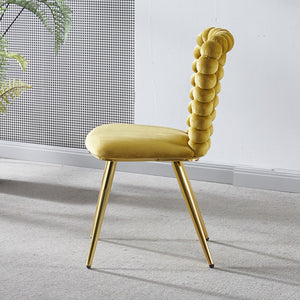 English Elm Modern Boucle Balloon Back Dining Chairs Set of 2 with Powder Coated Iron Legs W234P154835