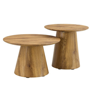 English Elm Natural Wood Grain Mdf Round Side Table Compact Accent for Living Room or Bedroom W2920P232763