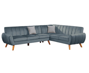 English Elm Contemporary Velvet 2-Piece Sectional Sofa with Tufted Vertical Back, Curved Arm, Pillows Included Dark Gray 34 L x 26 W x 85 H B011S00725