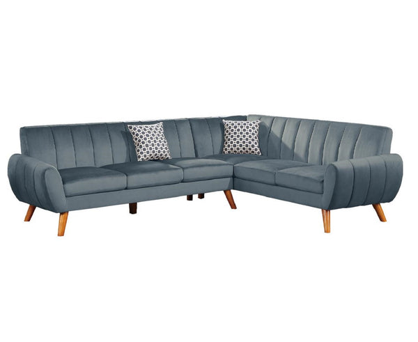English Elm Contemporary Velvet 2-Piece Sectional Sofa with Tufted Vertical Back, Curved Arm, Pillows Included Dark Gray 34 L x 26 W x 85 H B011S00725