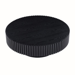 English Elm Black Round Drum Pedestal Coffee Table Matte Mdf Modern Base for Living Room W876P252816