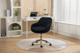 Hearth and Haven 046-Mesh Fabric Home Office 360°Swivel Chair Adjustable Height with Gold Metal Base, Black W527P149728