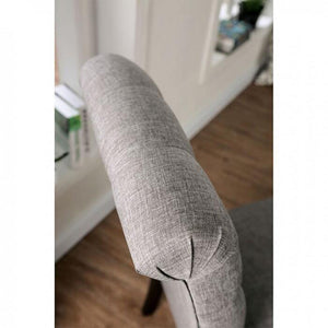 English Elm Set of 2 Padded Fabric Dining Chairs Antique Black & Light Gray - Tufted Rustic Seats, Comfortable Style B016P156814