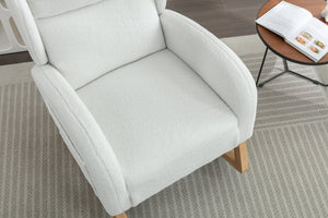 English Elm 049-teddy Plush Wingback Rocking Chair Solid Wood Base Nursery and Living Room Comfort Ivory W527P147427