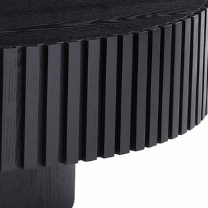 English Elm Black Round Drum Pedestal Coffee Table Matte Mdf Modern Base for Living Room W876P252816
