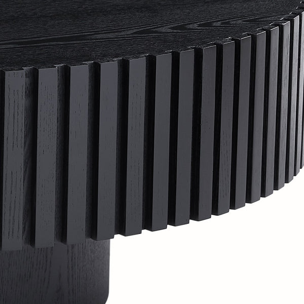 English Elm Black Round Drum Pedestal Coffee Table Matte Mdf Modern Base for Living Room W876P252816