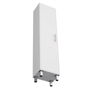 English Elm Laska 70" Tall Storage Cabinet in White — Space-Saving Broom Closet with Hanger & Five Adjustable Shelves B200P239805