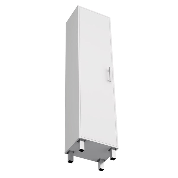 English Elm Laska 70" Tall Storage Cabinet in White — Space-Saving Broom Closet with Hanger & Five Adjustable Shelves B200P239805