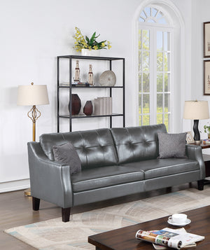 English Elm Contemporary Velvet 2-Piece Sofa Set with Mid-Century Ribbed Tufting, Plush Cushions & Wooden Legs Grey 25 L x 17 W x 72 H B011S00729