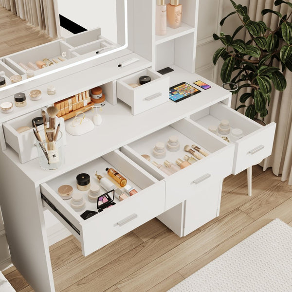 English Elm Newly Designed Led Smart Vanity with Drawer Storage for Bedroom Dressing Routine W1320138091