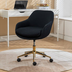 Hearth and Haven 046-Mesh Fabric Home Office 360°Swivel Chair Adjustable Height with Gold Metal Base, Black W527P149728