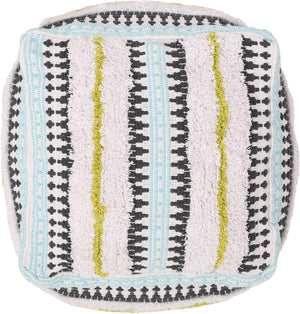 English Elm Christopher Knight Home® - WOVEN Cotton Pouf Multi-Color Handwoven Boho Cube Ottoman, Removable Zipper Cover & Poly Beads - 18" 67867.00