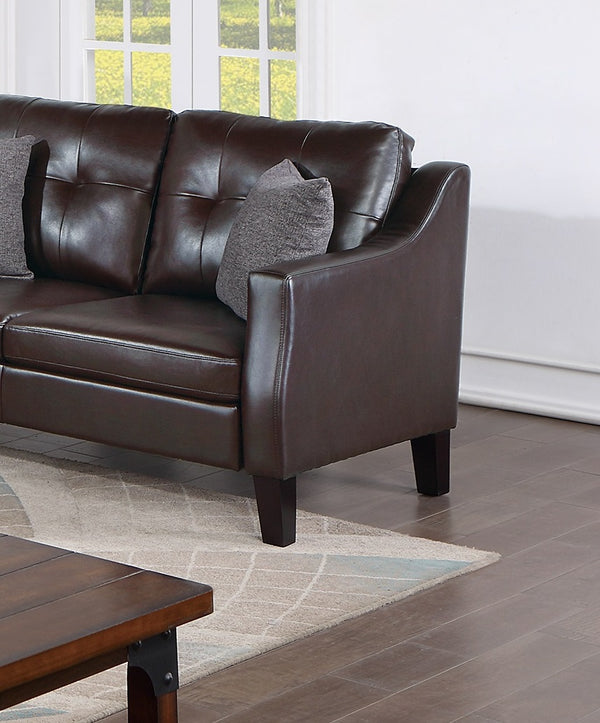 English Elm Contemporary Velvet 2-Piece Sofa Set with Mid-Century Ribbed Tufting, Plush Cushions & Wooden Legs Dark Brown 25 L x 17 W x 72 H B011S00730