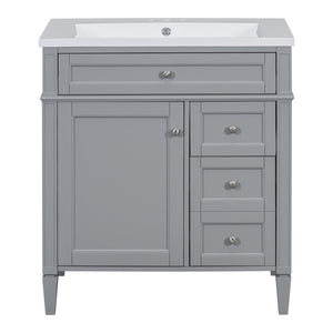 English Elm 30'' Modern Bathroom Vanity Set With Mirror, 2 Drawers & Tip-Out, Stylish Storage For Small Spaces SW000127AAE-3