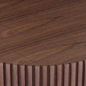 English Elm Natural Ash Tone Round Drum Coffee Table Handcrafted Relief Mdf for Living Room W876P188697