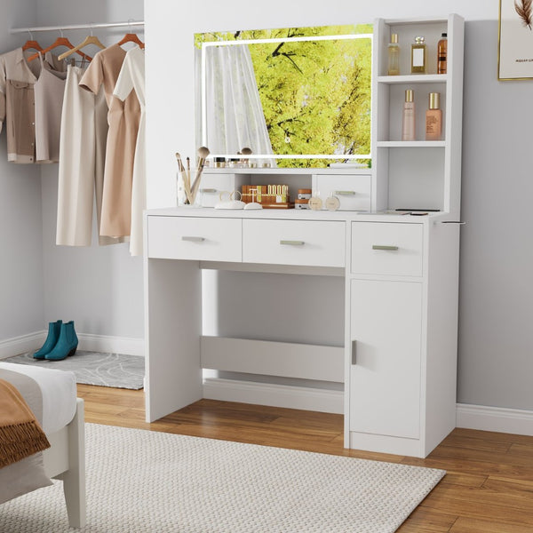 English Elm Newly Designed Led Smart Vanity with Drawer Storage for Bedroom Dressing Routine W1320138091