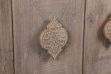 Hearth and Haven Carved Flower Door Handle, Antique Four Door Cabinet For Living Room Kitchen Hallway (Brown) W1445P146388
