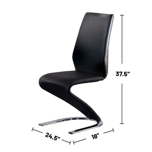 English Elm Set Z-Style Padded Leatherette Side Chairs Black with Chrome Legs — Modern Sleek Comfort, Durable Accent Pair B016P156602