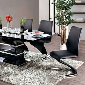 English Elm Set Z-Style Padded Leatherette Side Chairs Black with Chrome Legs — Modern Sleek Comfort, Durable Accent Pair B016P156602