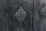 Hearth and Haven Carved Flower Door Handle, Antique Four Door Cabinet For Living Room Kitchen Hallway (Black) W1445P146387