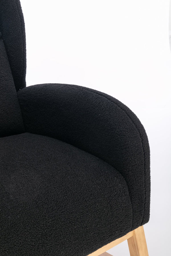 English Elm 049-teddy Plush Wingback Rocking Chair Solid Wood Base Nursery and Living Room Comfort Black W527P147437