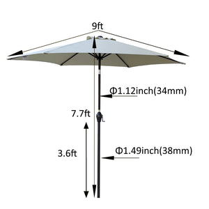 English Elm 9FT Outdoor Patio Umbrella Hexagon Canopy with Crank Lift, Tilt, Wind Vent & UPF40+ Weather Resistant Frozen Dew W656134973