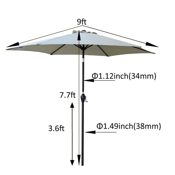 English Elm 9FT Outdoor Patio Umbrella Hexagon Canopy with Crank Lift, Tilt, Wind Vent & UPF40+ Weather Resistant Frozen Dew W656134973