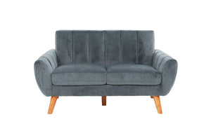 English Elm Contemporary Velvet 2-Piece Sofa Set with Mid-Century Ribbed Tufting, Plush Cushions & Wooden Legs Dark Gray 32 L x 17 W x 80 H B011S00726