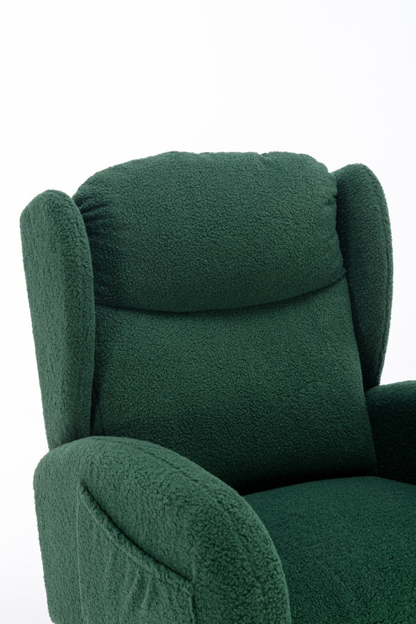 English Elm 049-teddy Plush Wingback Rocking Chair Solid Wood Base Nursery and Living Room Comfort Green W527P147431