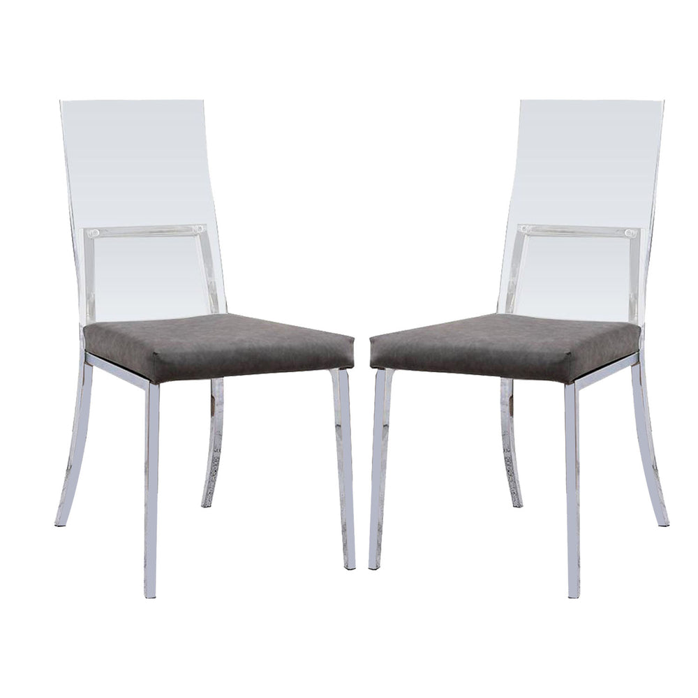English Elm Set of 2 Acrylic Leatherette Padded Dining Chairs with Chrome Frame — Sleek Modern Open Design, Stable B016P156801