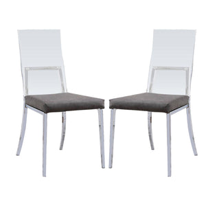 English Elm Set of 2 Acrylic Leatherette Padded Dining Chairs with Chrome Frame — Sleek Modern Open Design, Stable B016P156801