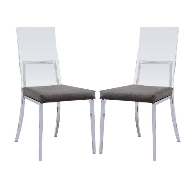 English Elm Set of 2 Acrylic Leatherette Padded Dining Chairs with Chrome Frame — Sleek Modern Open Design, Stable B016P156801