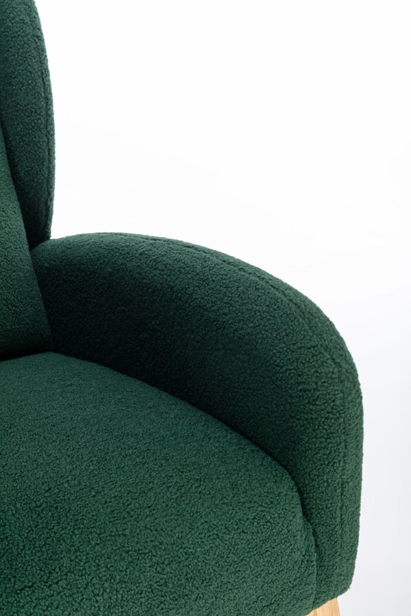English Elm 049-teddy Plush Wingback Rocking Chair Solid Wood Base Nursery and Living Room Comfort Green W527P147431