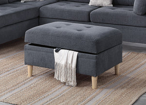 English Elm 3-PCS Reversible Sectional Sofa Set with Tufted Chenille, Storage Ottoman & Accent Pillows, Modern Design Charcoal 35 L x 16 W x 77 H B011S00720