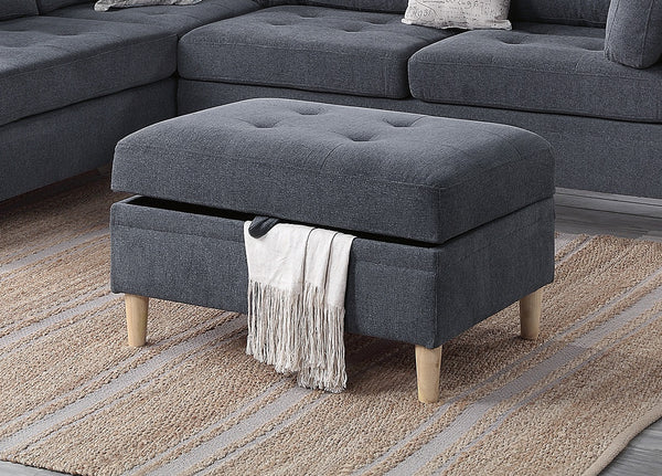 English Elm 3-PCS Reversible Sectional Sofa Set with Tufted Chenille, Storage Ottoman & Accent Pillows, Modern Design Charcoal 35 L x 16 W x 77 H B011S00720