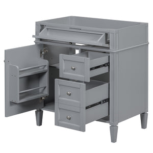 English Elm 30'' Modern Bathroom Vanity Cabinet With 2 Drawers, Tip-Out Storage, Elegant Roman Legs & Adjustable Shelf N710P250685E