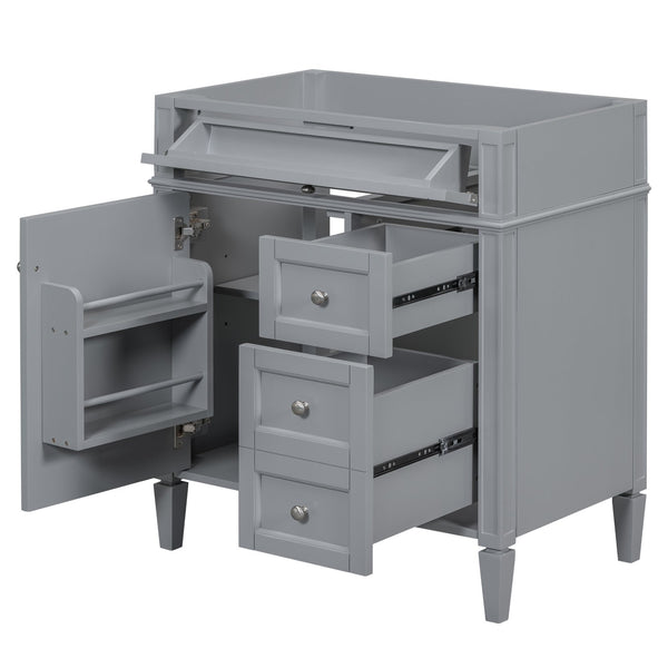 English Elm 30'' Modern Bathroom Vanity Cabinet With 2 Drawers, Tip-Out Storage, Elegant Roman Legs & Adjustable Shelf N710P250685E