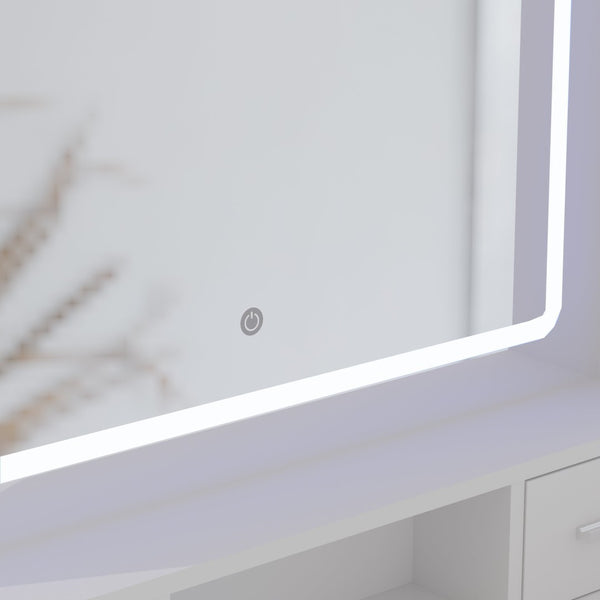 English Elm Newly Designed Led Smart Vanity with Drawer Storage for Bedroom Dressing Routine W1320138091