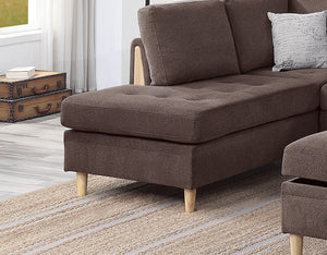 English Elm 3-PCS Reversible Sectional Sofa Set with Tufted Chenille, Storage Ottoman & Accent Pillows, Modern Design Chocolate 35 L x 16 W x 77 H B011S00721