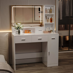 English Elm Newly Designed Led Smart Vanity with Drawer Storage for Bedroom Dressing Routine W1320138091