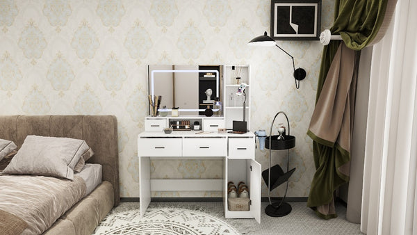 English Elm Newly Designed Led Smart Vanity with Drawer Storage for Bedroom Dressing Routine W1320138091