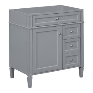 English Elm 30'' Modern Bathroom Vanity Cabinet With 2 Drawers, Tip-Out Storage, Elegant Roman Legs & Adjustable Shelf N710P250685E