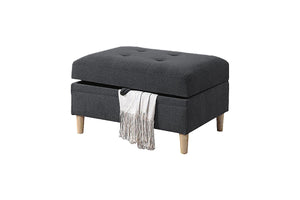 English Elm 3-PCS Reversible Sectional Sofa Set with Tufted Chenille, Storage Ottoman & Accent Pillows, Modern Design Charcoal 35 L x 16 W x 77 H B011S00720