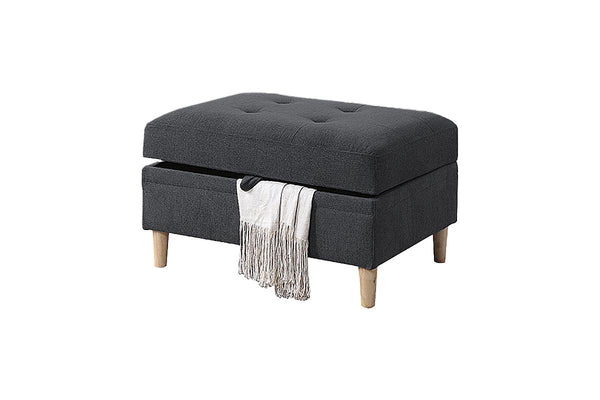 English Elm 3-PCS Reversible Sectional Sofa Set with Tufted Chenille, Storage Ottoman & Accent Pillows, Modern Design Charcoal 35 L x 16 W x 77 H B011S00720