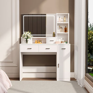 English Elm Newly Designed Led Smart Vanity with Drawer Storage for Bedroom Dressing Routine W1320138091