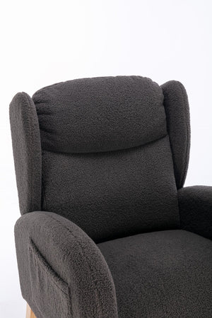 English Elm 049-teddy Plush Wingback Rocking Chair Solid Wood Base Nursery and Living Room Comfort Dark Gray W527P147433