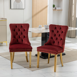 English Elm Nikki Elegant Tufted Velvet Dining Chair with Solid Wood Frame, High-Density Foam & Steel Spring Burgundy W1143P151484