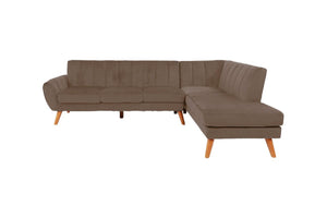 English Elm Contemporary Velvet 2-Piece Sectional Sofa with Tufted Vertical Back, Curved Arm, Pillows Included Light Brown 34 L x 18 W x 76 H B011S00724